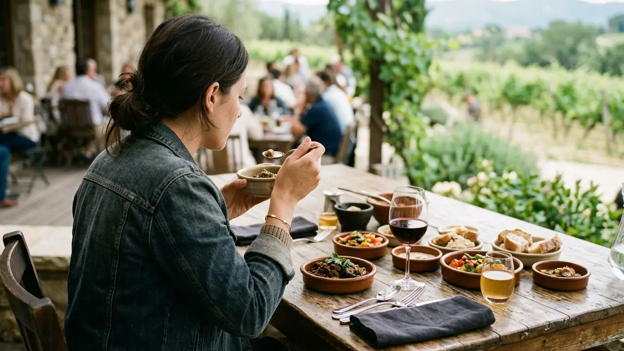 Pessoa realizando degustação de alimentos na culinária